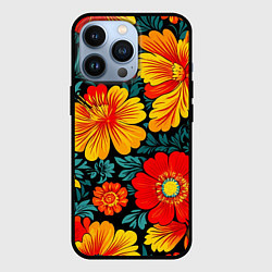 Чехол iPhone 13 Pro Русская хохлома с цветами
