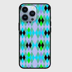 Чехол для iPhone 13 Pro Геометрический узор с разноцветными ромбами, цвет: 3D-черный