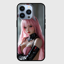 Чехол для iPhone 13 Pro Девушка зайка с розовыми волосами, цвет: 3D-черный