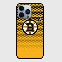 Чехол для iPhone 13 Pro Бостон Брюинз - паттерн треугольников, цвет: 3D-черный