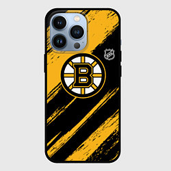 Чехол для iPhone 13 Pro Бостон Брюинз - брызги краски, цвет: 3D-черный