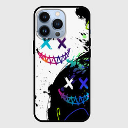 Чехол для iPhone 13 Pro Неоновые брызги - жуткие улыбки, цвет: 3D-черный