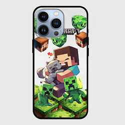 Чехол для iPhone 13 Pro World of minecraft, цвет: 3D-черный