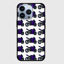 Чехол для iPhone 13 Pro Motorcycle purple gloss, цвет: 3D-черный