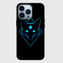 Чехол для iPhone 13 Pro Неоновая лисица в ромбе, цвет: 3D-черный