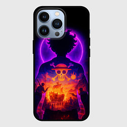 Чехол для iPhone 13 Pro Ванпис - неоновый Луффи, цвет: 3D-черный