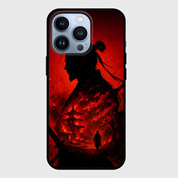 Чехол iPhone 13 Pro Ghost of Tsushima - двойная экспозиция самурая