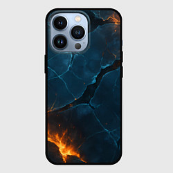 Чехол для iPhone 13 Pro Разлом плит с огнем, цвет: 3D-черный