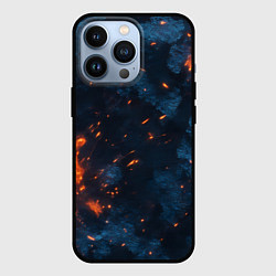 Чехол для iPhone 13 Pro Синий камуфляж с искрами, цвет: 3D-черный
