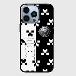 Чехол для iPhone 13 Pro Doom x minecraft pattern, цвет: 3D-черный