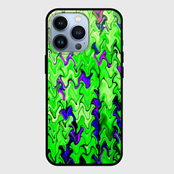 Чехол для iPhone 13 Pro Ярко-зелёный стекающая абстаркция, цвет: 3D-черный