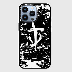 Чехол для iPhone 13 Pro Doom краски белые штрихи, цвет: 3D-черный
