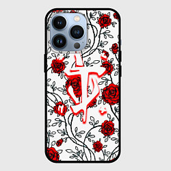 Чехол для iPhone 13 Pro Doom розы, цвет: 3D-черный