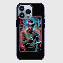 Чехол для iPhone 13 Pro Кибер Фредди Крюгер в Неоновом городе, цвет: 3D-тёмно-синий