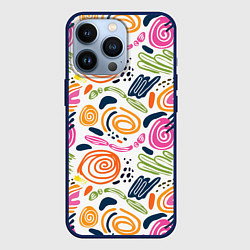 Чехол для iPhone 13 Pro Яркие спирали, цвет: 3D-тёмно-синий