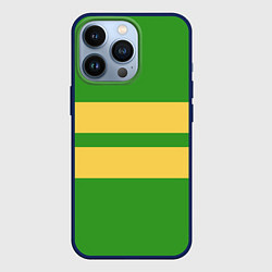Чехол для iPhone 13 Pro Фриск андертейл - полоски на зеленом, цвет: 3D-тёмно-синий