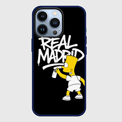 Чехол для iPhone 13 Pro Граффити Реал Мадрид и Барт Симпсон, цвет: 3D-тёмно-синий
