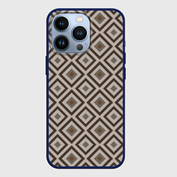 Чехол для iPhone 13 Pro Алмазная клетка earth tone, цвет: 3D-тёмно-синий