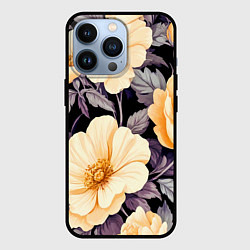 Чехол для iPhone 13 Pro Крупные жёлтые цветы, цвет: 3D-черный