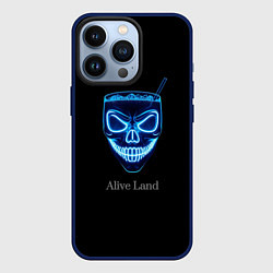 Чехол для iPhone 13 Pro Neon skull cocktail, цвет: 3D-тёмно-синий