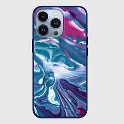 Чехол для iPhone 13 Pro Абстракция бело сине красный мрамор, цвет: 3D-тёмно-синий