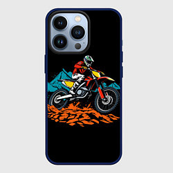 Чехол для iPhone 13 Pro Motocross and mountains, цвет: 3D-тёмно-синий