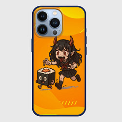 Чехол для iPhone 13 Pro Девочка дьявол бежит за роллом, цвет: 3D-тёмно-синий