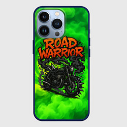Чехол для iPhone 13 Pro Дорожный воин - байк с шипами, цвет: 3D-тёмно-синий