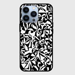 Чехол для iPhone 13 Pro Чёрно-белый паттерн абстракция, цвет: 3D-черный