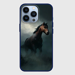 Чехол для iPhone 13 Pro Конь в тумане, цвет: 3D-тёмно-синий
