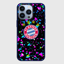 Чехол для iPhone 13 Pro Бавария Мюнхен краски неон, цвет: 3D-тёмно-синий