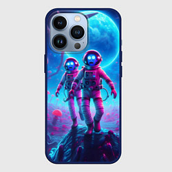 Чехол iPhone 13 Pro Астронавты Морти и Рик на планете розовых неоновых