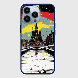 Чехол для iPhone 13 Pro Праздничная новогодняя Москва, цвет: 3D-тёмно-синий