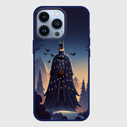 Чехол для iPhone 13 Pro Новогодний Бэтмен, цвет: 3D-тёмно-синий