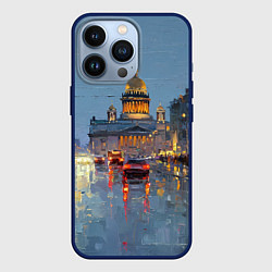 Чехол для iPhone 13 Pro Зимний Питер, цвет: 3D-тёмно-синий