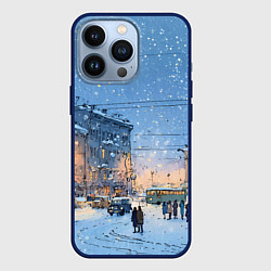 Чехол для iPhone 13 Pro Снежный новогодний Питер, цвет: 3D-тёмно-синий