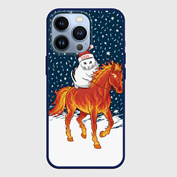 Чехол для iPhone 13 Pro Кот Бендер и огненный конь - 2026, цвет: 3D-тёмно-синий