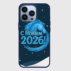 Чехол для iPhone 13 Pro С Новым 2026 снежная надпись, цвет: 3D-тёмно-синий