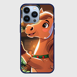 Чехол для iPhone 13 Pro Лошадка наряжает елку, цвет: 3D-тёмно-синий