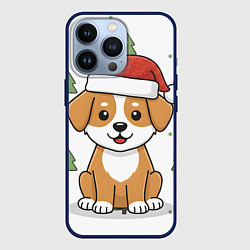 Чехол iPhone 13 Pro Новогодняя собачка в шапочке