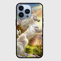 Чехол для iPhone 13 Pro Радужный единорог, цвет: 3D-черный