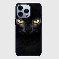 Чехол для iPhone 13 Pro Черная кошка, цвет: 3D-тёмно-синий