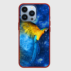 Чехол для iPhone 13 Pro Космический попугай, цвет: 3D-красный