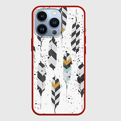 Чехол для iPhone 13 Pro Перья, цвет: 3D-красный