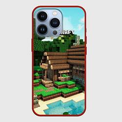 Чехол для iPhone 13 Pro Minecraft House, цвет: 3D-красный
