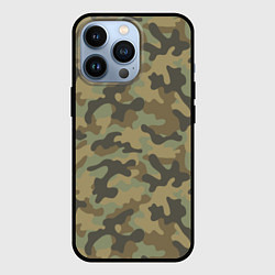 Чехол для iPhone 13 Pro Камуфляж: хаки, цвет: 3D-черный