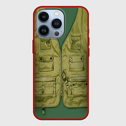 Чехол для iPhone 13 Pro Жилетка рыбака, цвет: 3D-красный