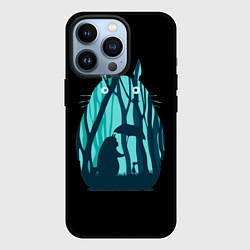 Чехол для iPhone 13 Pro Тоторо в лесу, цвет: 3D-черный