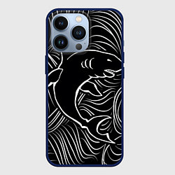 Чехол для iPhone 13 Pro Акула в в морской пучине, цвет: 3D-тёмно-синий
