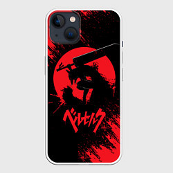 Чехол для iPhone 14 Plus BERSERK red краска, цвет: 3D-белый